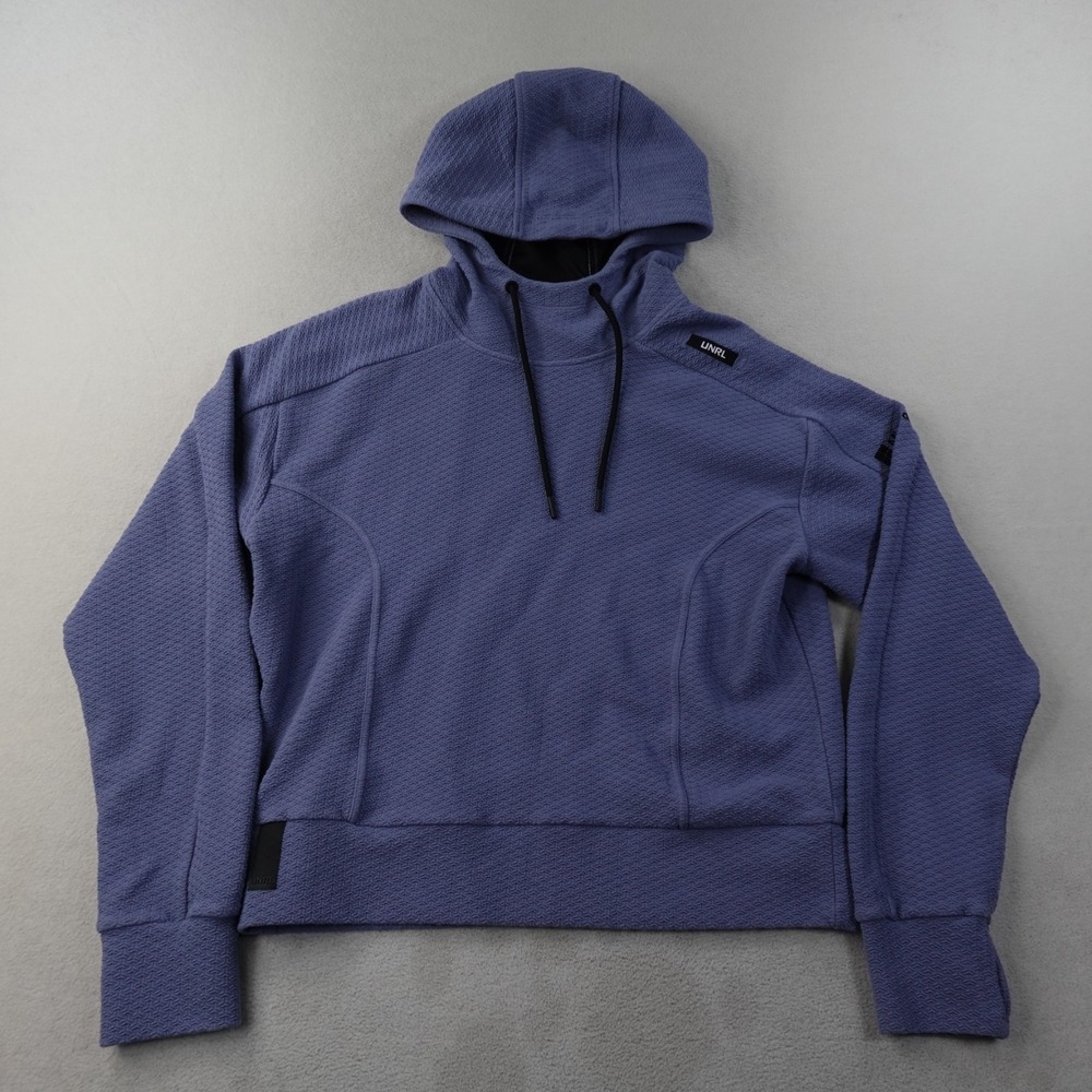 UNRL Hoodie Womens Large Purple Textured Pullover Stretch Athleisure